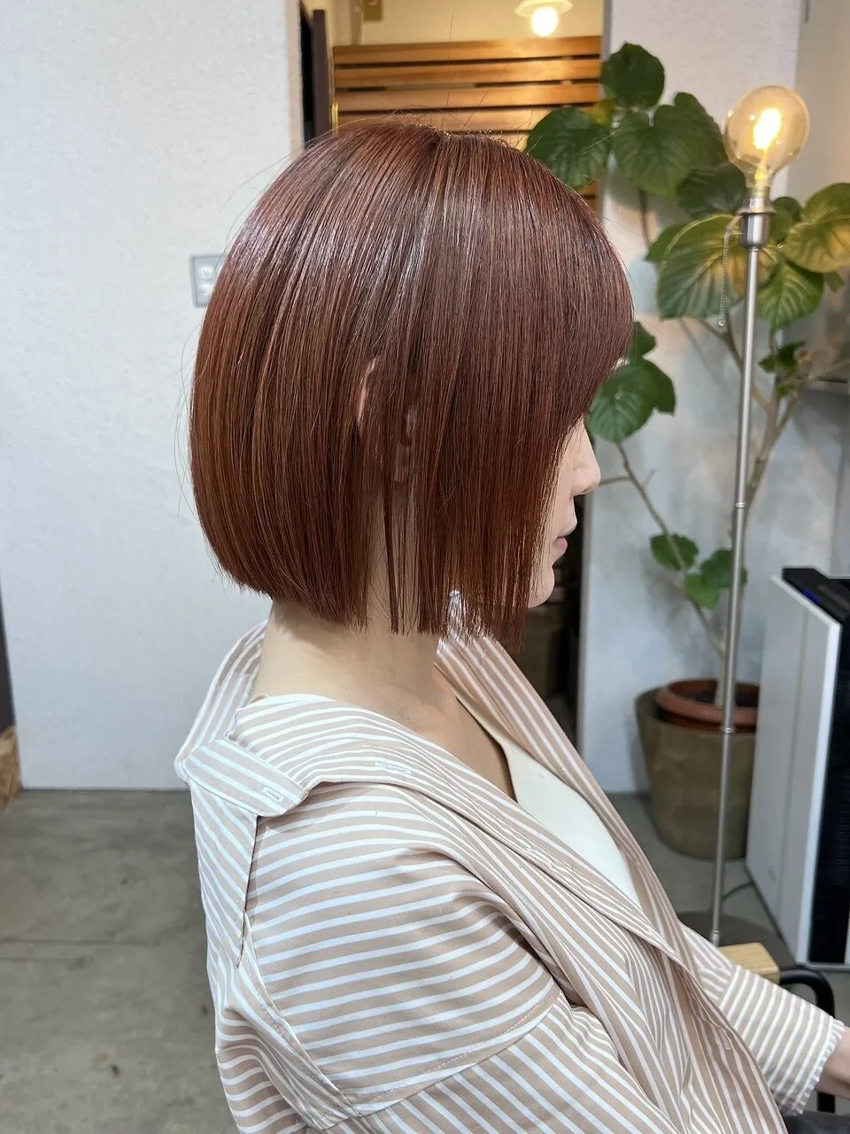 ブリーチなし ピンクベージュ 髪質改善 ボブ ショートボブ
